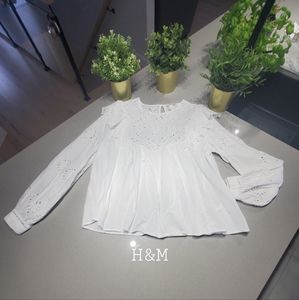 H&M Haut de style boho-chic à manches longues, insertion de dentelle en tricot